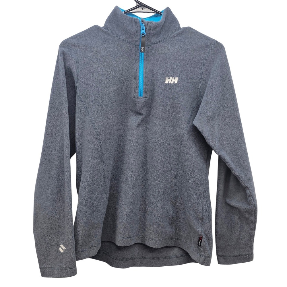 Helly Hansen Womens Polartec‎ 1/4 Zip Fleece Jacket Gray Blue Vail Logo Medium